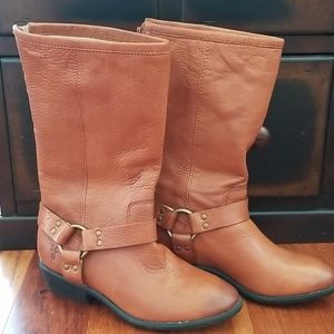Frye leather boots girls 1.5 Phillip Harness tall